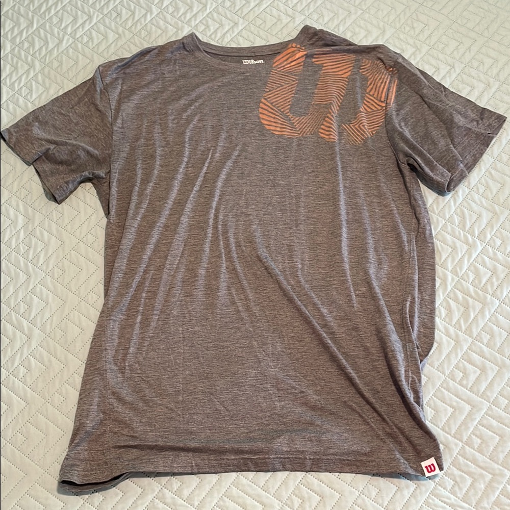 Wilson Tennis Men's Heather Gray and Orange Tee